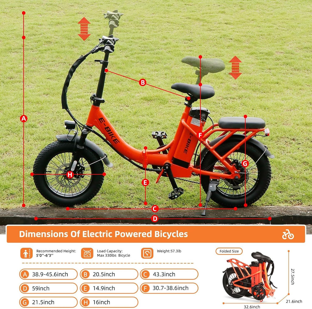 Foldable Fat Tire Electric Bike for Adults | 750W Motor & Removable Battery