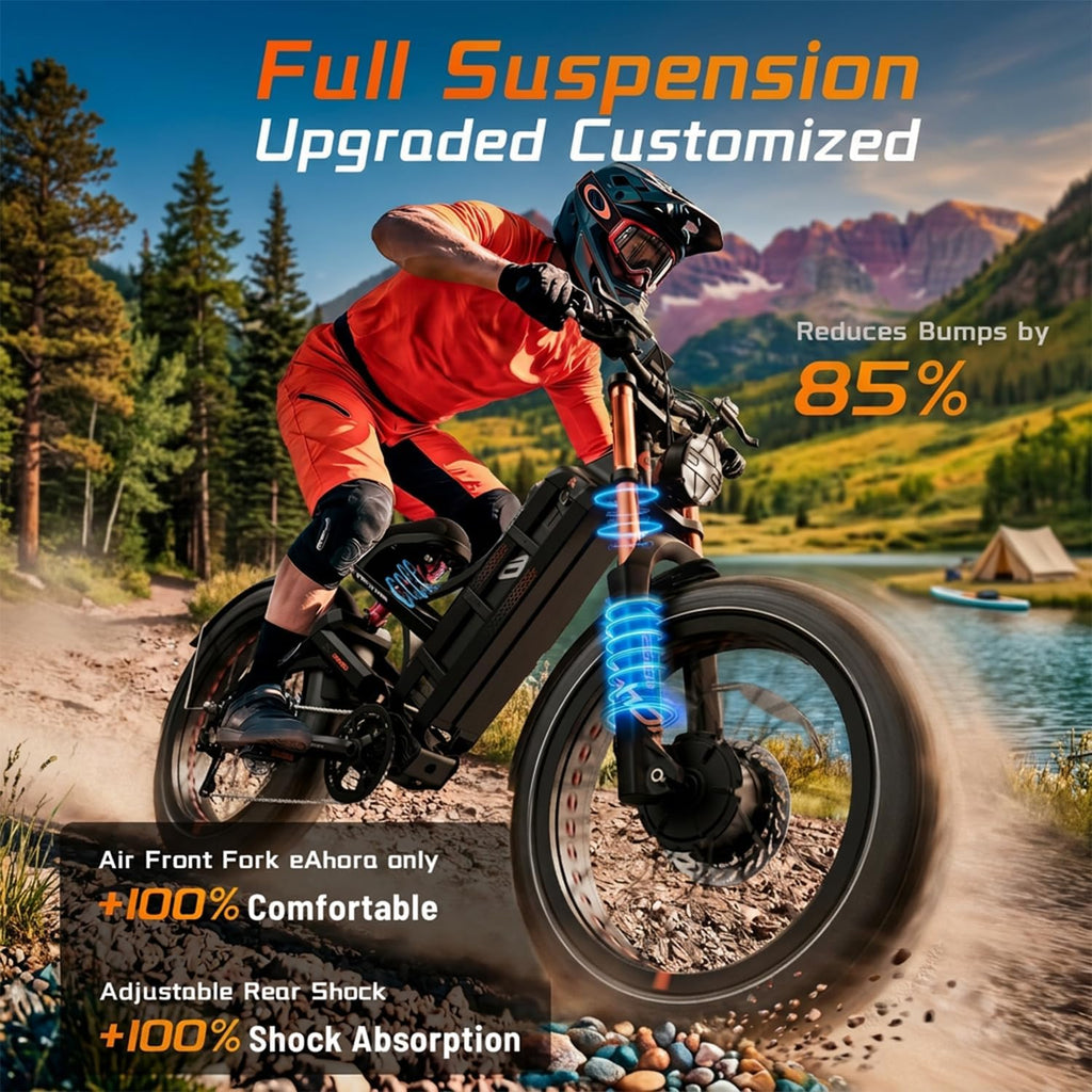 Hyper-Performance Dual-Motor Electric Bike – 6000W Peak AWD Off-Road E-Bike for Adults (52MPH, Massive 60V 80Ah Long-Range Battery, 300-Mile Max Range, 26" x 4.0" Fat Tires, Full Air Suspension, Delivery & Commute Heavy-Duty Moped)