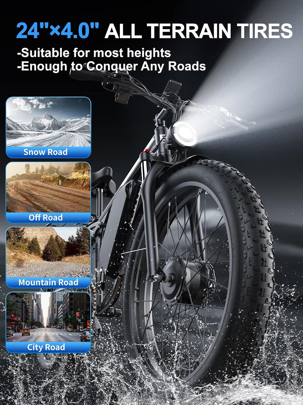 Dual Motor Off-Road Electric Bike | 6000W Peak, 52V 32Ah Long-Range Battery, 50 MPH Full Suspension Fat Tire E-Bike (24" or 26")