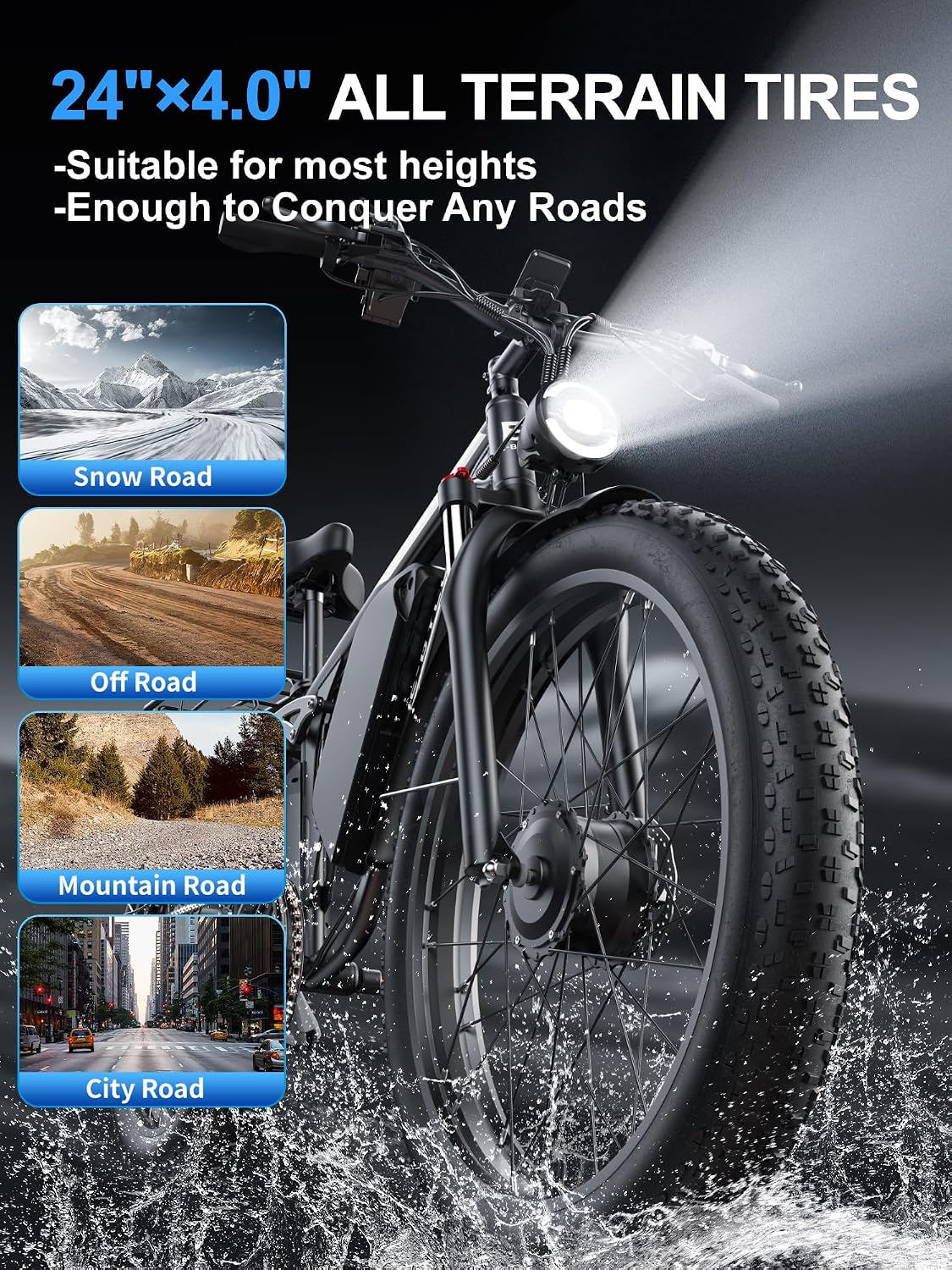 Dual Motor Off-Road Electric Bike | 6000W Peak, 52V 32Ah Long-Range Battery, 50 MPH Full Suspension Fat Tire E-Bike (24" or 26")