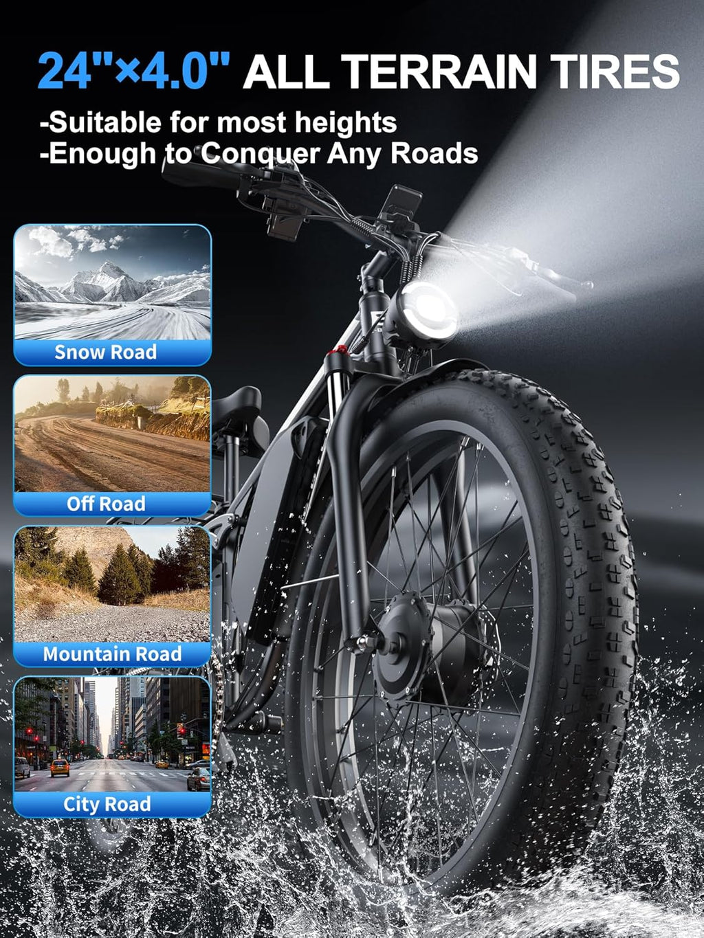 6000W Peak Dual Motor Electric Bike for Adults | 45-50 MPH High-Speed Off-Road Mountain E-Bike, 100-Mile Long Range, Full Suspension & Hydraulic Brakes (24"/26" Fat Tire)