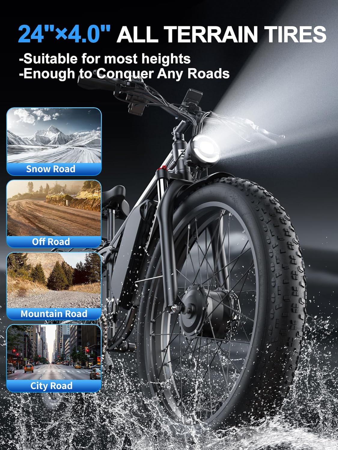 6000W Peak Dual Motor Electric Bike for Adults | 45-50 MPH High-Speed Off-Road Mountain E-Bike, 100-Mile Long Range, Full Suspension & Hydraulic Brakes (24"/26" Fat Tire)