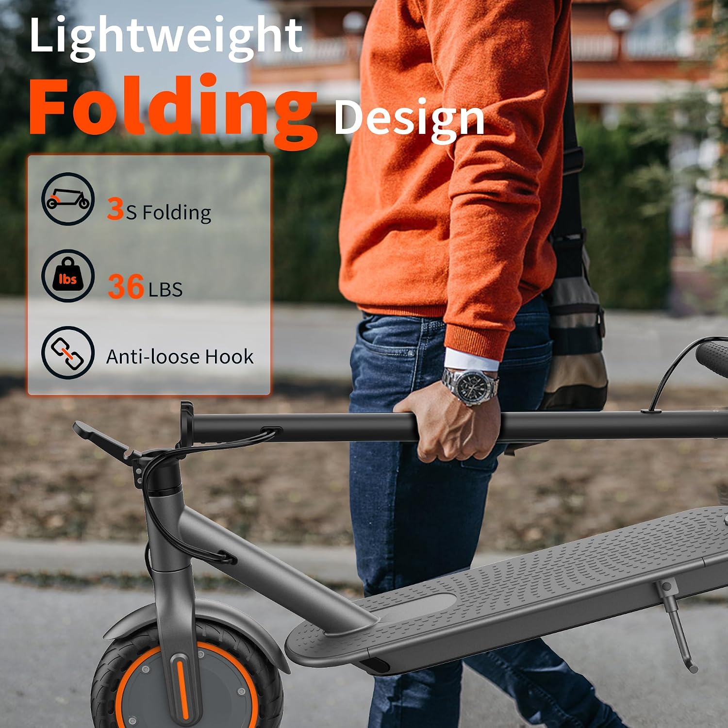 Electric Scooter, Folding E Scooter for Adults with Seat, 350W Motor, 8.5" Solid Tires