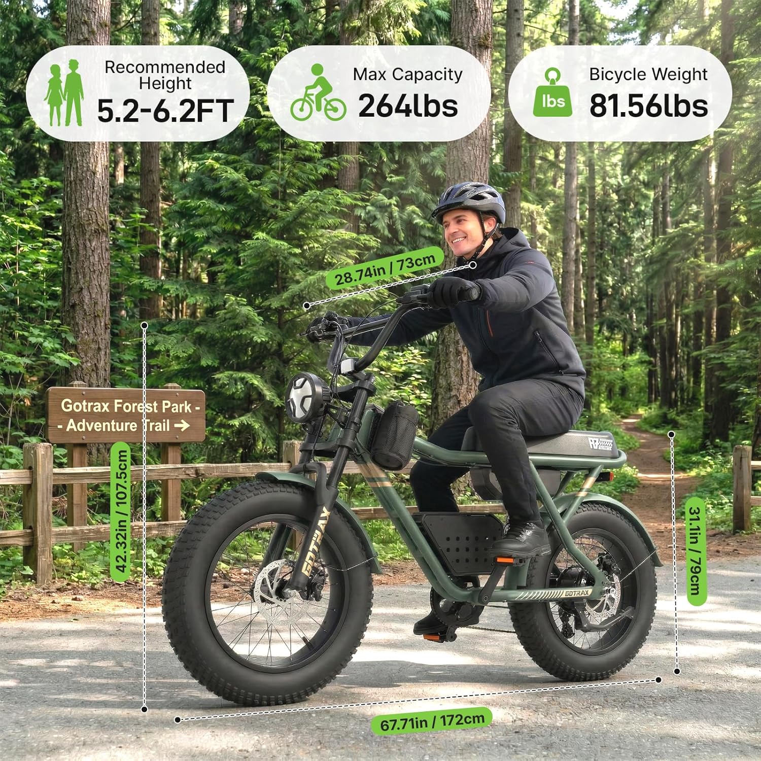 Electric Bike for Adults, 750W Motor, 25mph, Max 45-Mile Range, 20" Fat Tire, UL Certified