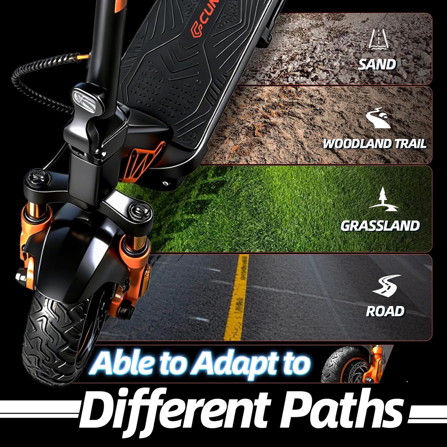 Electric Scooter Adult, 1600W*2 Dual Motor RZ1000, Up to 40-50 Miles Long Range/MAX Speed 31 Mph, Self-Sealing Off Road Tires