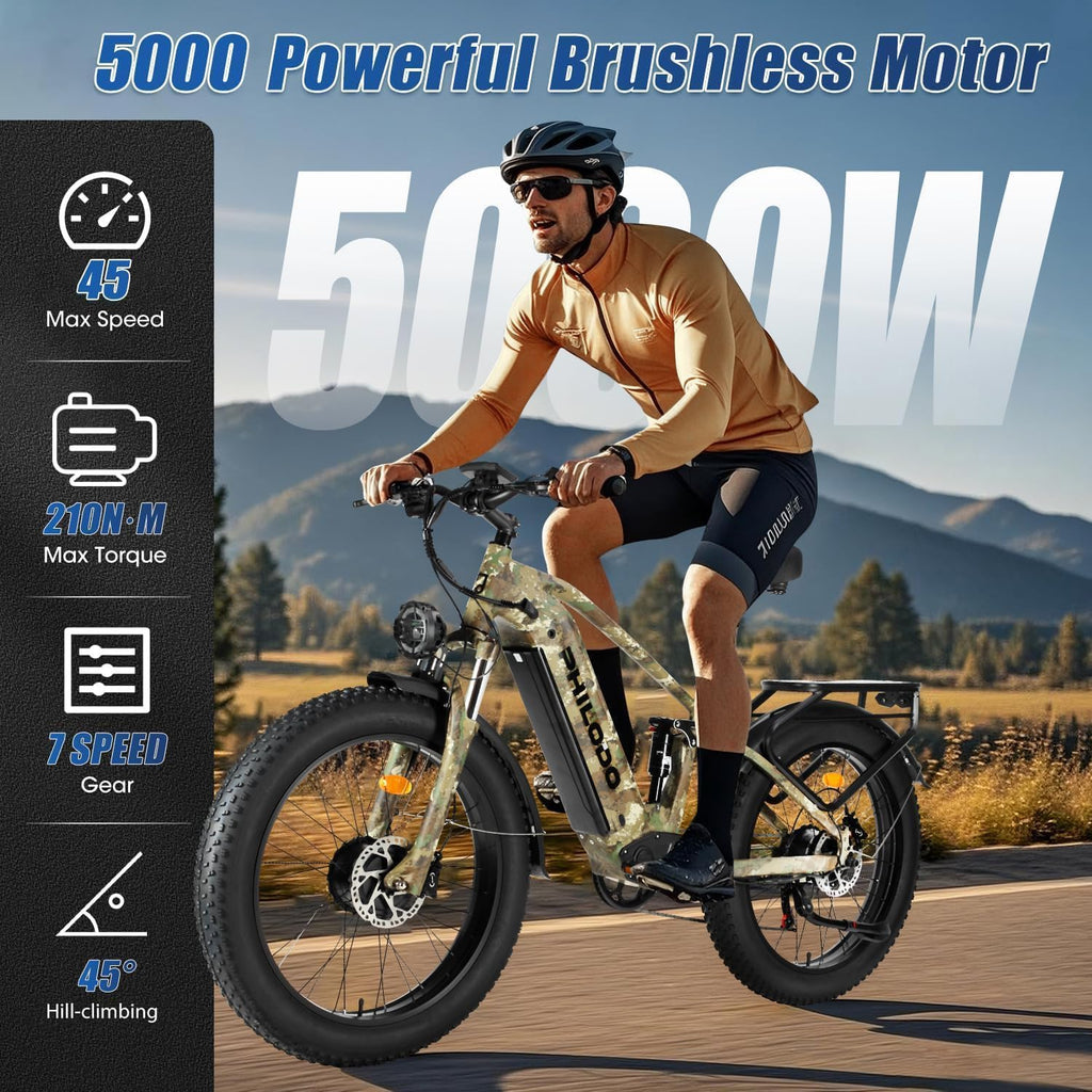 60V Dual Motor Off-Road Electric Bike | Full Suspension Hunting Ebike