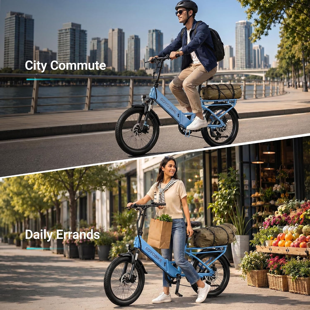 Foldable 1200W Peak Step-Through Electric Bike | 20" Fat Tire 48V Commuter E-Bike
