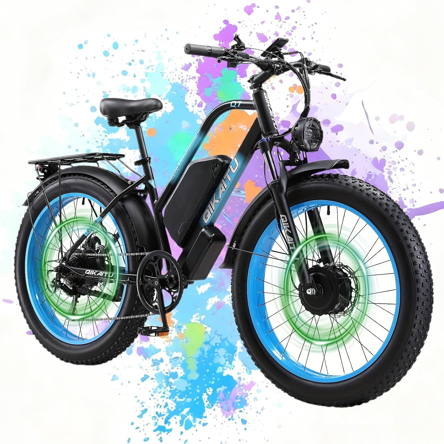 Q7 Peak 4000W Electric Bike for Adults - Dual Motor, 48V 22.4Ah Battery 24'' x 4'' Fat Tire Electric Bike, 38MPH 80Mile Range, 7-Speed, Cruise Control, Hydraulic Disc Brakes Ebike