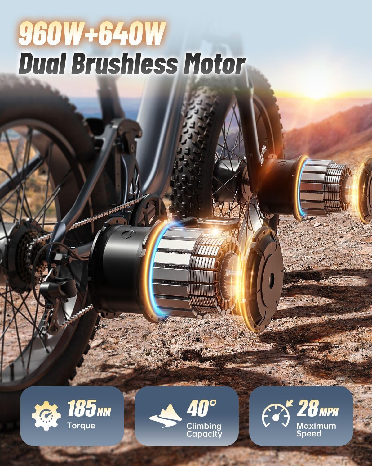 26" Fat Tire Dual Motor Electric Bike | Torque Sensor & Full Suspension