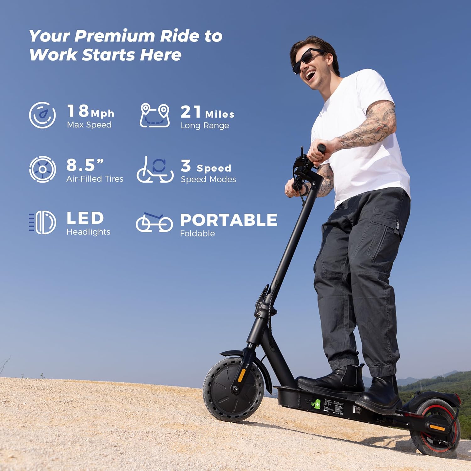 Electric Scooter Adults, 1500W/500W Motor, 8.5" Tire, 18/21/25 Max MPH, 21/28 Miles Range, APP Control, Cruise Control, Folding Commuting Escooter