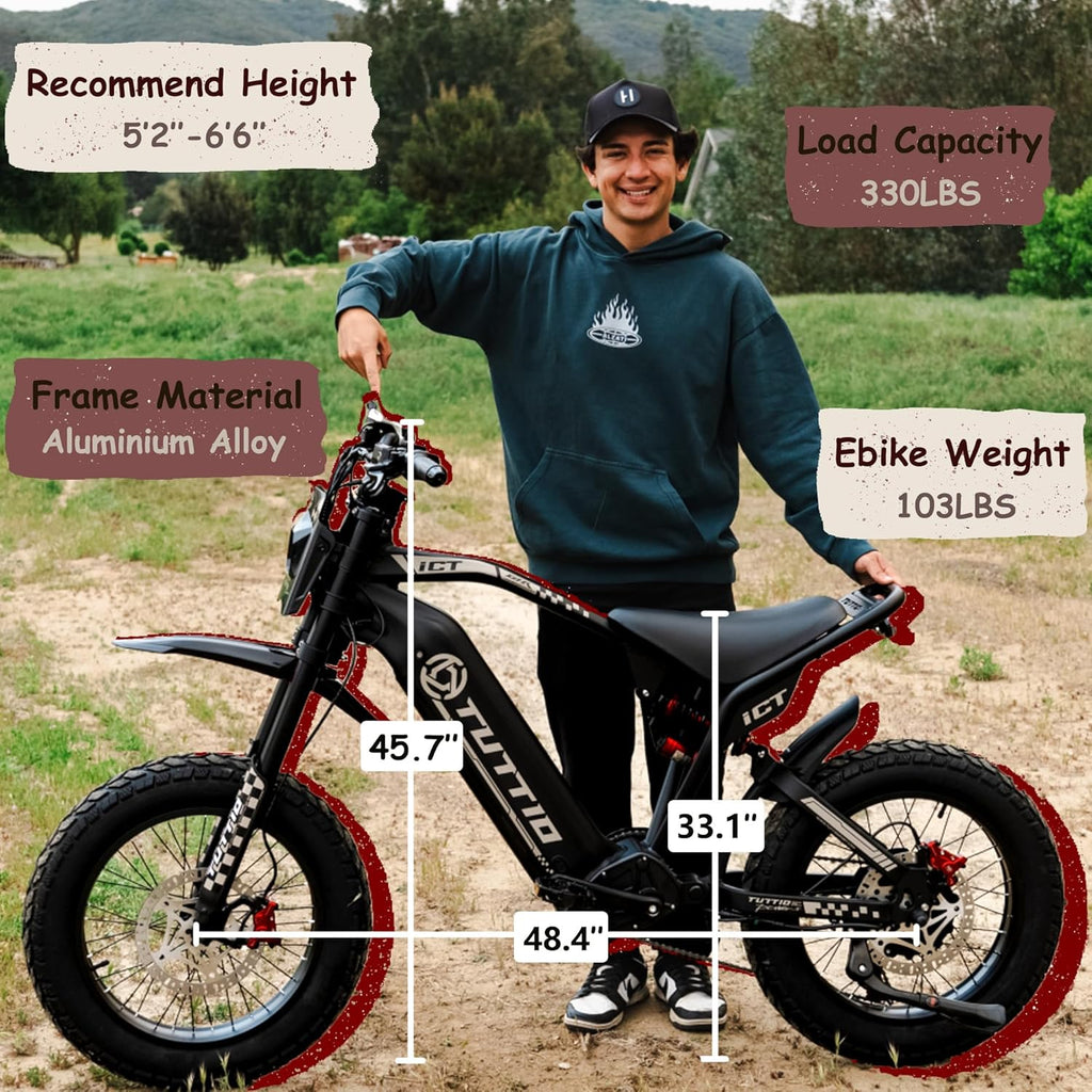 Electric Dirt Bike 60V 25AH - 4000W Peak 49MPH 20" Fat Tire Full Suspension Electric Motorcycle for Adults Teens 16+ Off Road Commuting Snow Sand Mountain