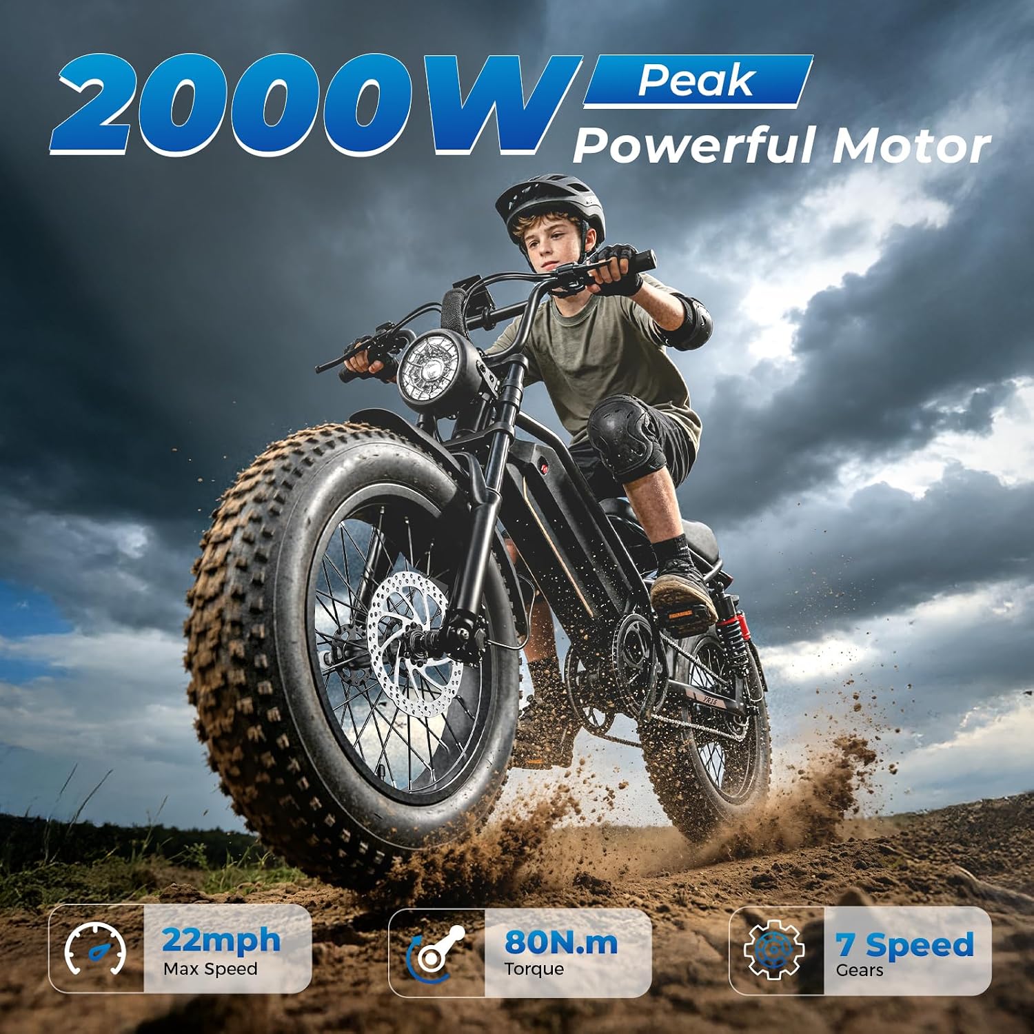All-Terrain Fat Tire Electric Bike | 2000W Peak Motor & 48V Removable Battery