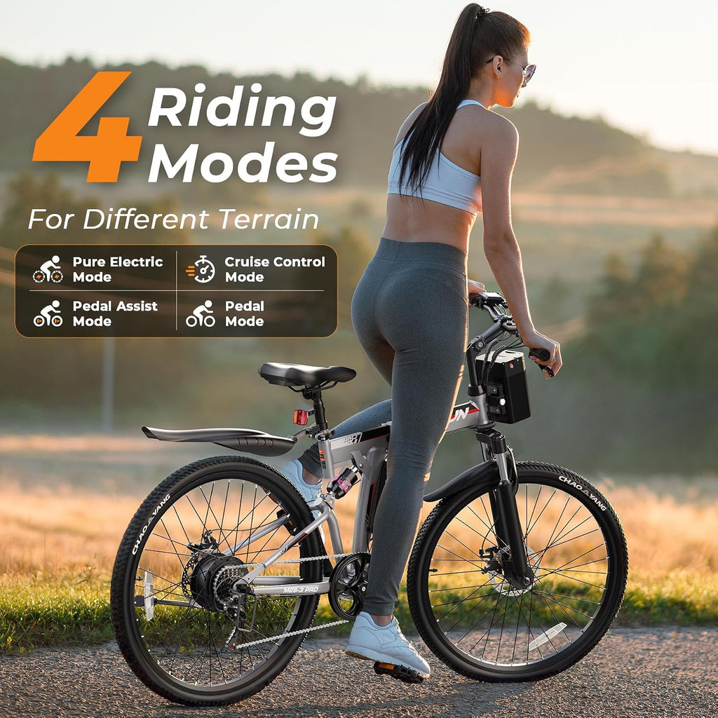 26" Folding Adult Electric Bike – 750W Peak, 20 MPH, Up to 50-Mile Range, Full Suspension & Dual Disc Brakes (UL 2849 Certified)