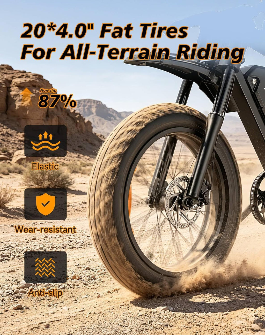 Electric Dirt Bike for Adults - 750W Peak 1500W Motor, 20 x 4.0 Inch Fat Tire Electric Motorcycle Style Ebike