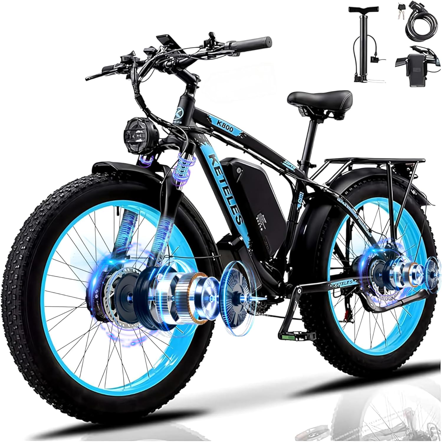 AWD Dual-Motor All-Terrain Electric Bike | Peak 4000W 26" Fat Tire Adult E-Bike