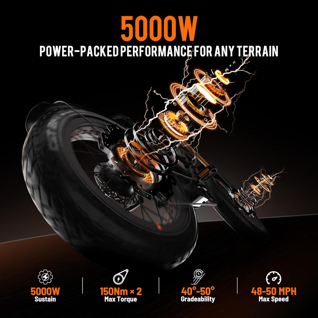 26" Dual-Motor Off-Road Electric Mountain Bike | 6000W Peak 52MPH Ultra Long Range E-Bike