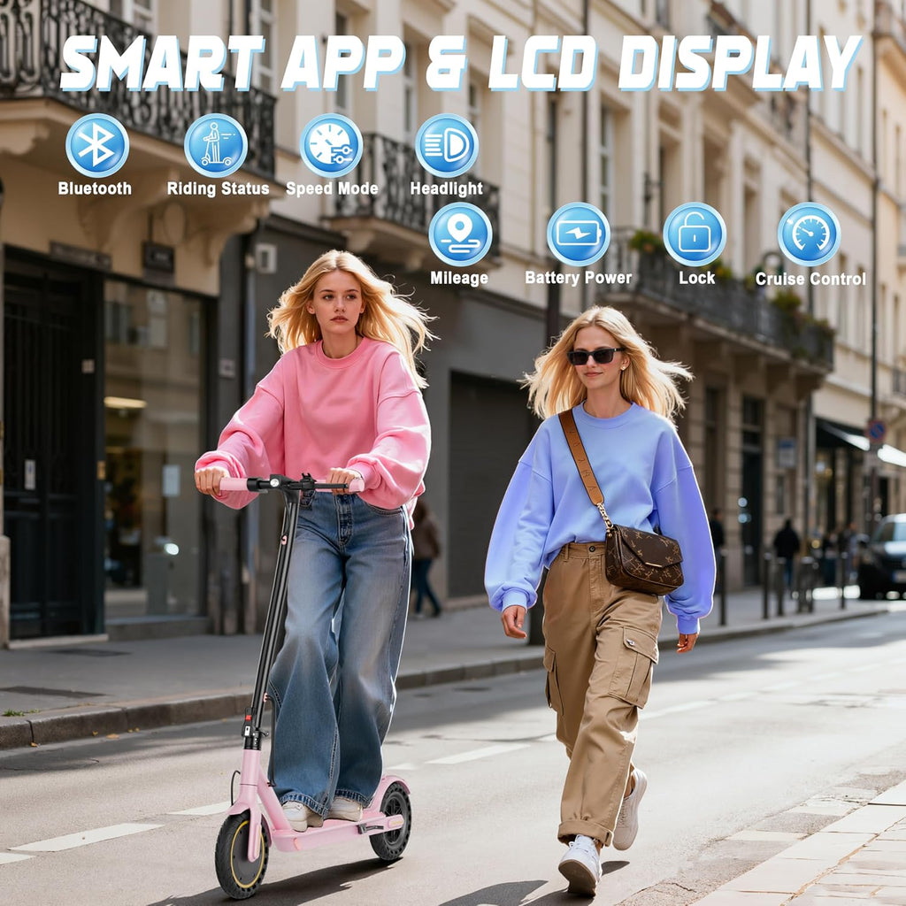 Electric Scooter for Adults, Foldable Commuter E Scooter for Teens, 350W Motor, 19 MPH, Up to 21 Miles Range, 8.5" Solid Tires, Cruise Control, Dual Brakes, LED Display