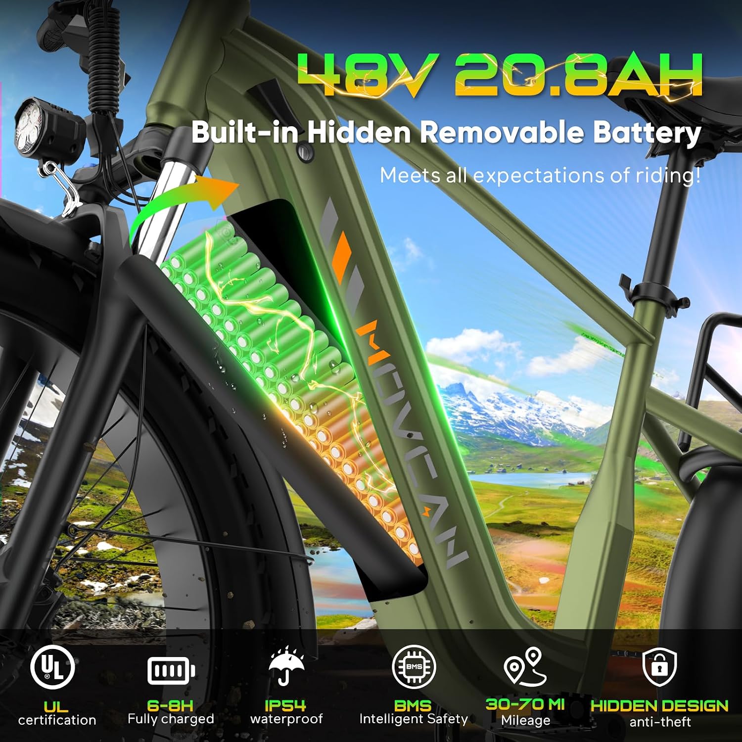 2500W Peak All-Terrain Adult Electric Mountain Bike | 26" Fat Tire, 48V High-Capacity Battery, 35MPH Top Speed & Full Suspension