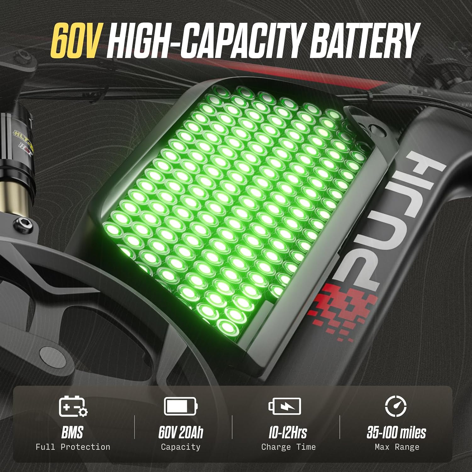 6000W Max Speed 45MPH Dual Motor Electric Bike for Adults,60V 1200Wh