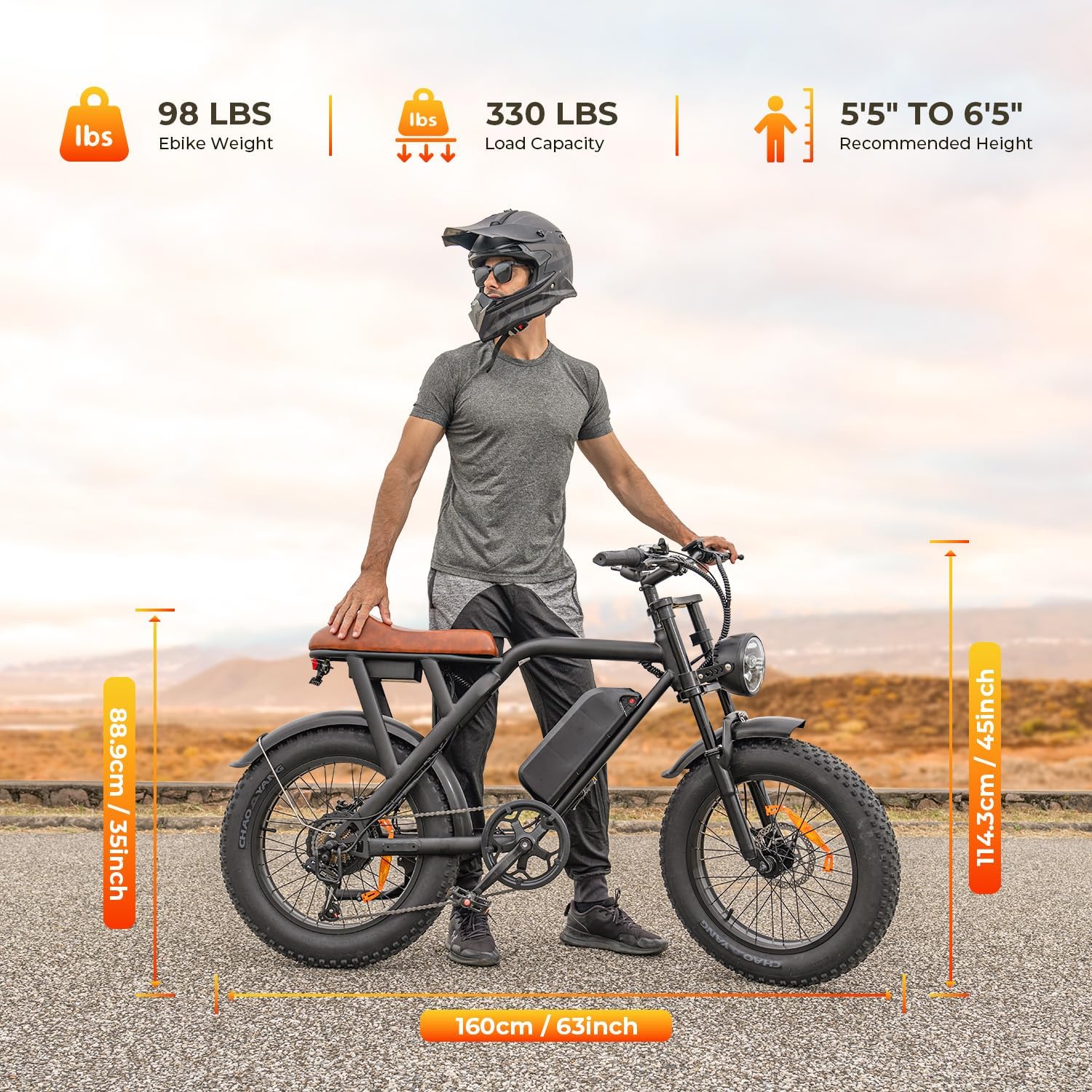 20" All-Terrain Fat Tire Electric Bike – 1500W Peak Full Suspension Moped-Style E-Bike (UL 2849 Certified)