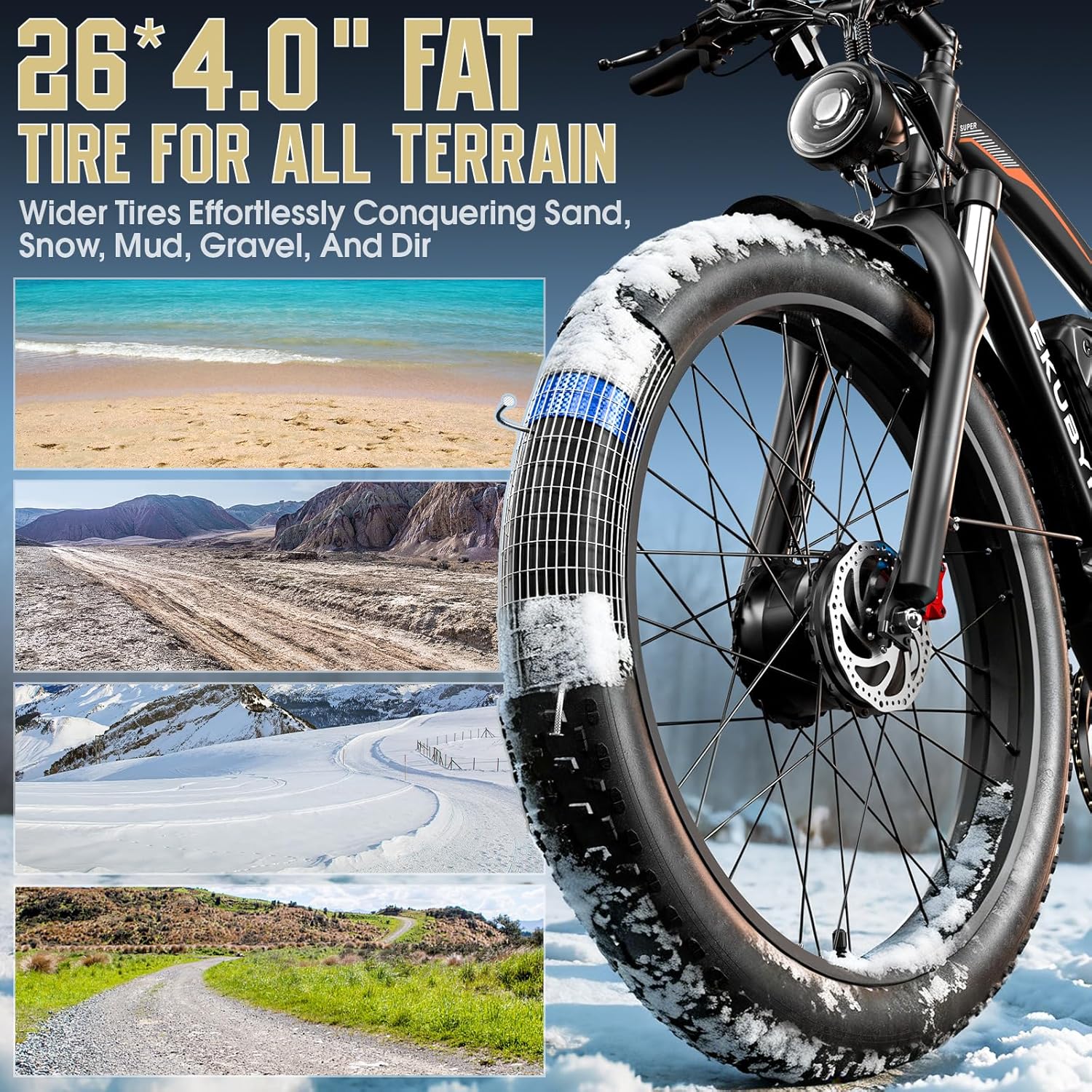 9000W Peak Dual Motor AWD Electric Bike – 52V 36Ah Ultra-Long Range Off-Road E-Bike (48 MPH) with 6 Riding Modes & 24"/26" All-Terrain Fat Tires