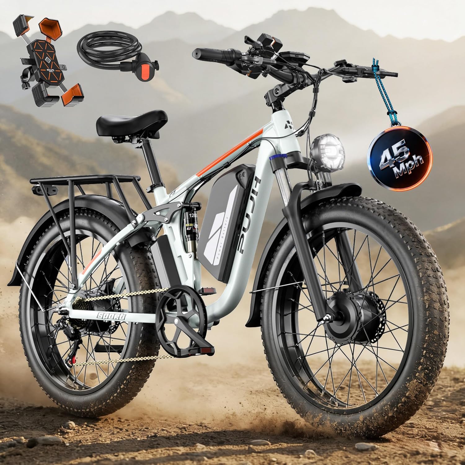 6000W Max Speed 45MPH Dual Motor Electric Bike for Adults,60V 1200Wh