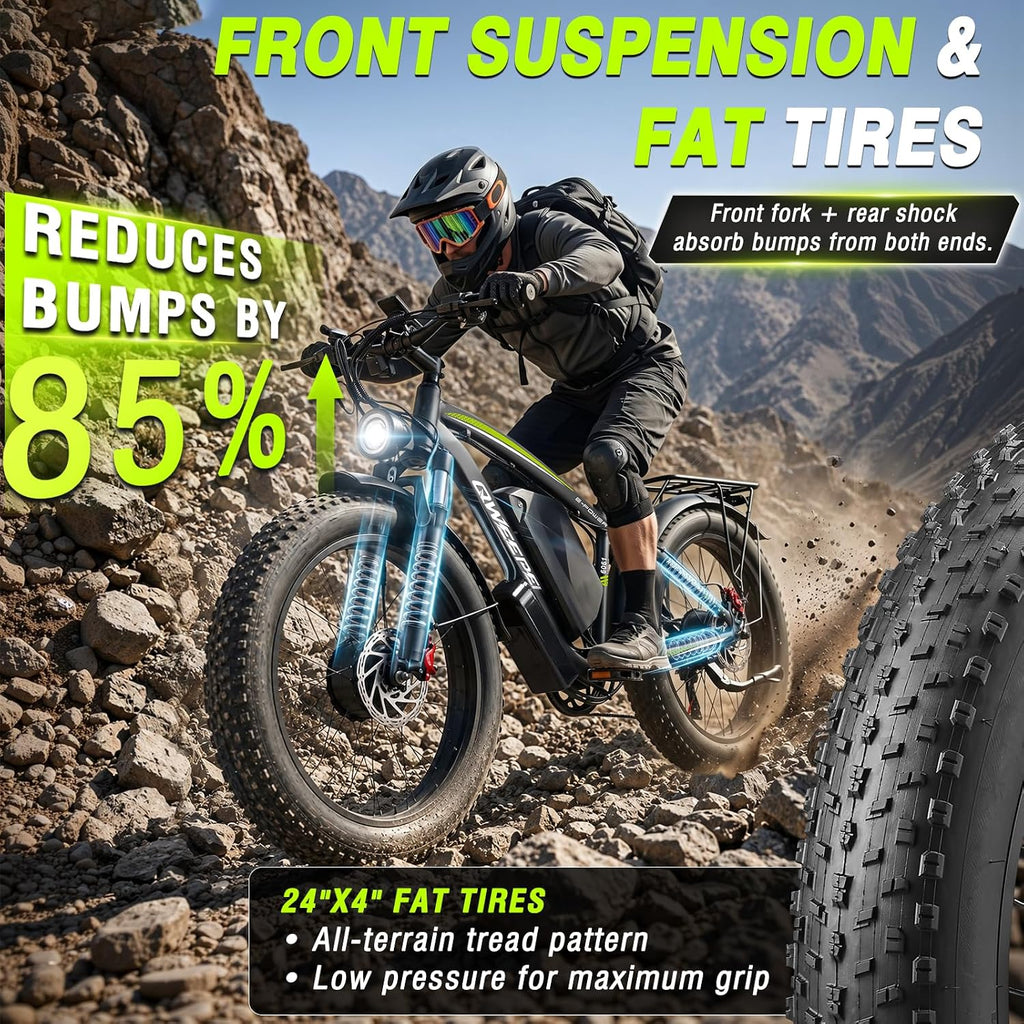 Peak 9000W Dual-Motor All-Terrain E-Bike | 47 MPH 24" Fat Tire Adult Electric Bicycle