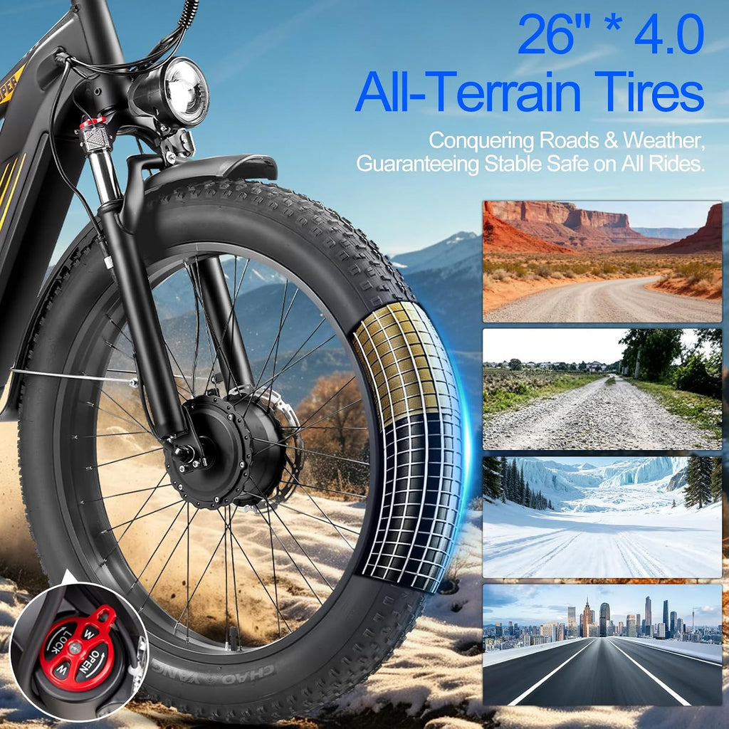 26" AWD Dual Motor Electric Mountain Bike – Peak 8000W All-Terrain E-Bike