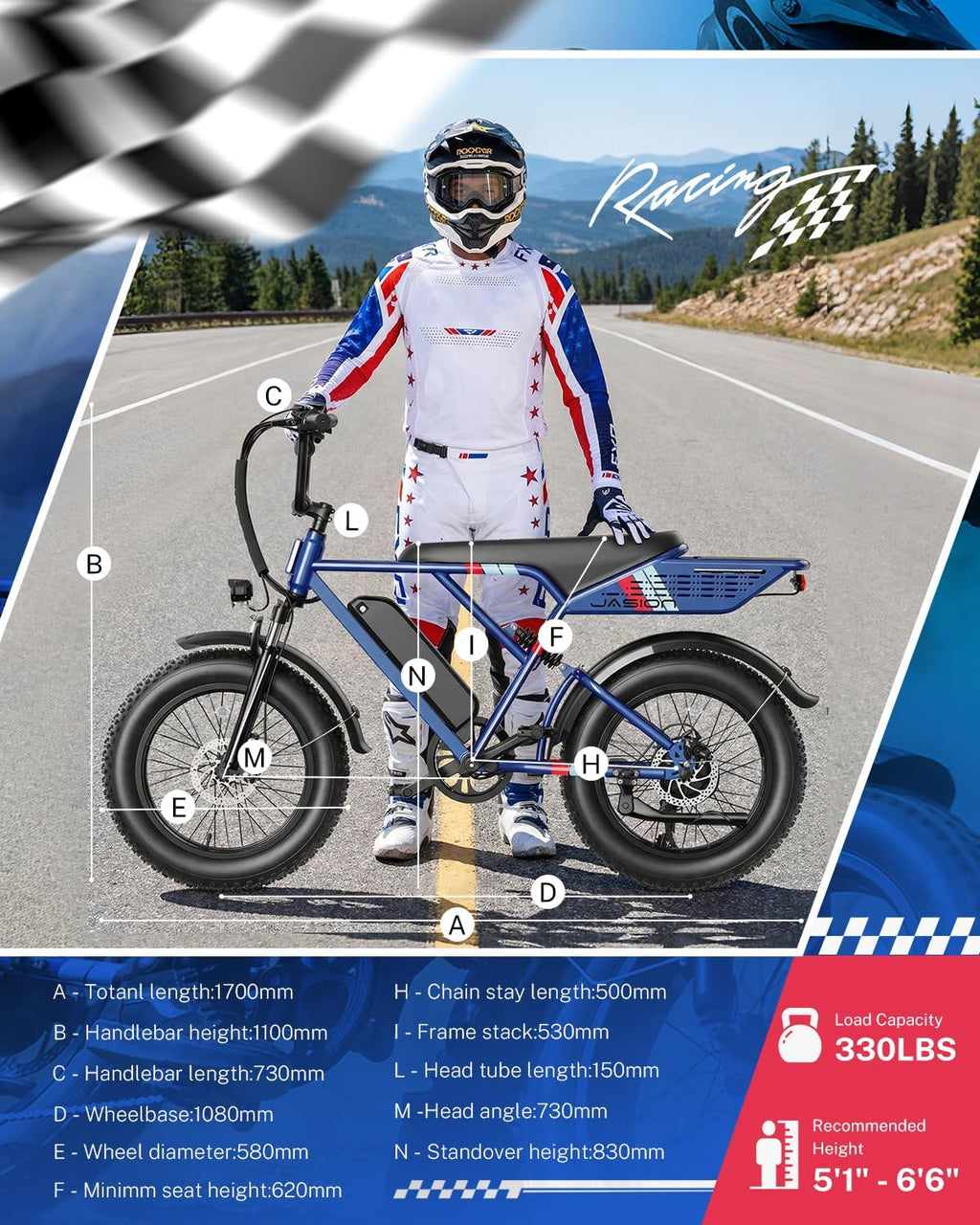 Retro-Style All-Terrain Electric Bike – 2000W Peak, 30MPH, 20" Fat Tire Off-Road E-Bike