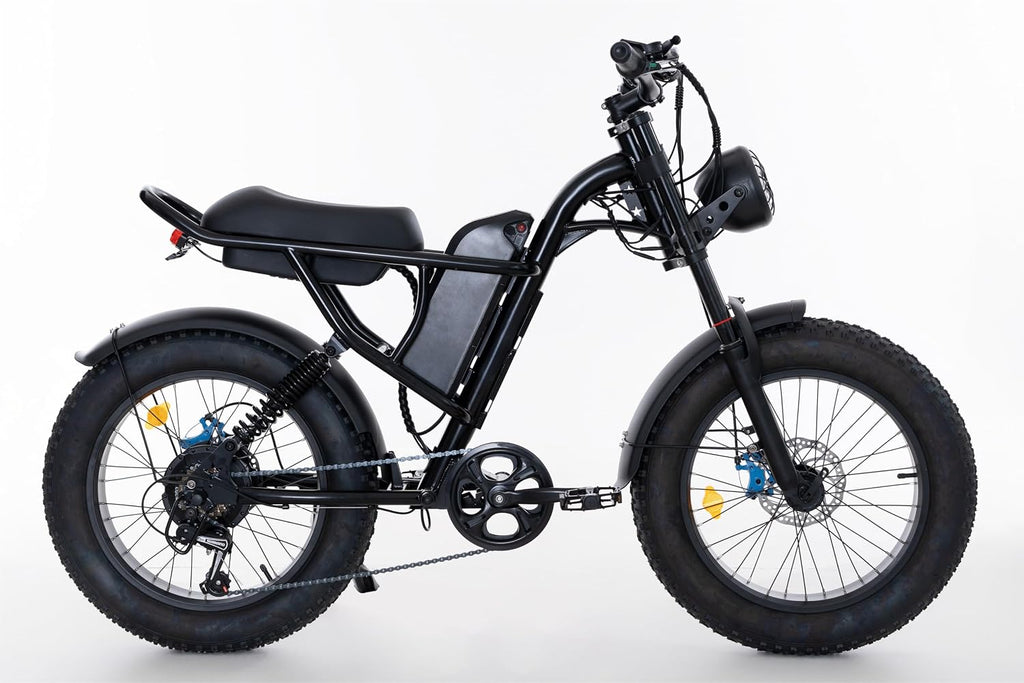 High-Speed Off-Road Fat Tire Electric Mountain Bike | Dual Headlights & 7-Speed