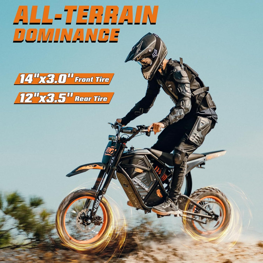 Electric Dirt Bike for Teens & Adults, 48V 22.5Ah, 37MPH & 45-Mile Electric Motorcycle, 2200W Ebike, 14"/12" Off-Road