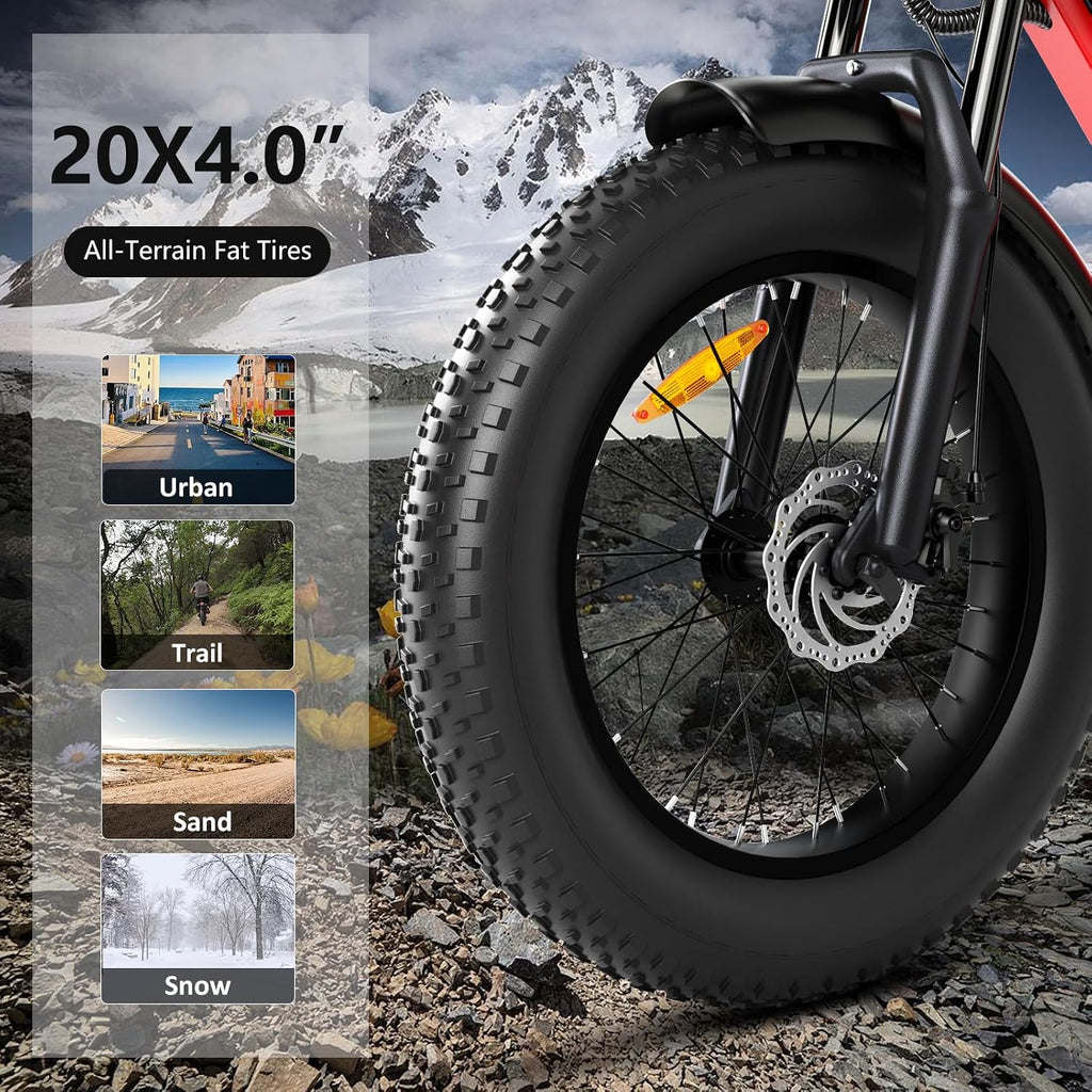 20" All-Terrain Fat Tire Electric Bike – 2000W Peak Performance Moto-Style E-Bike (35 MPH, 75+ Mile Range)