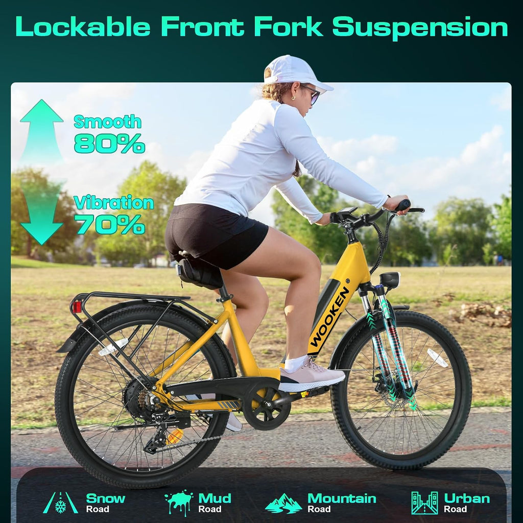 Step-Through 26" Electric Commuter Bike – 500W High-Efficiency E-Bike for Adults (48V 499Wh Removable Battery, 7-Speed, Comfort Low-Step Bicycle for Men & Women, SGS Certified to UL 2849)