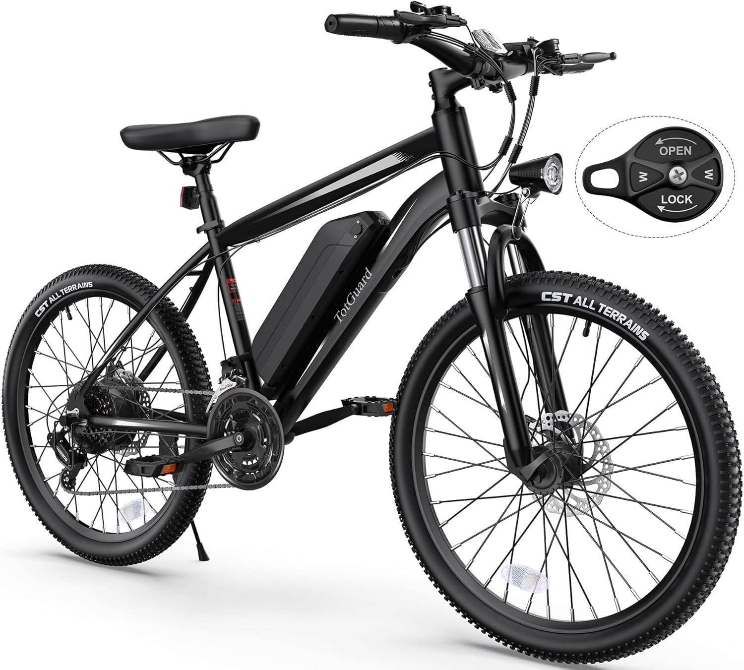 26" Electric Mountain & Commuter Bike – Peak 500W Brushless Motor, 374Wh Removable Battery, 21-Speed Trail E-Bike with Suspension Fork