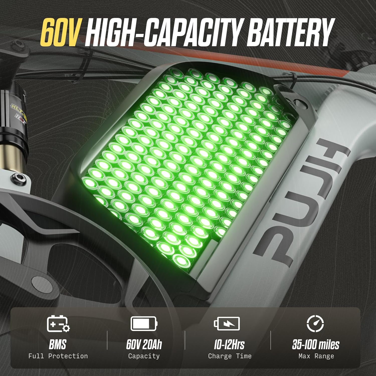 6000W Max Speed 45MPH Dual Motor Electric Bike for Adults,60V 1200Wh