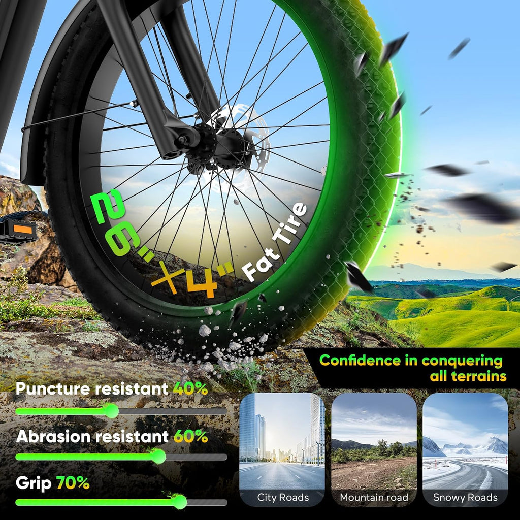 2500W Peak All-Terrain Adult Electric Mountain Bike | 26" Fat Tire, 48V High-Capacity Battery, 35MPH Top Speed & Full Suspension