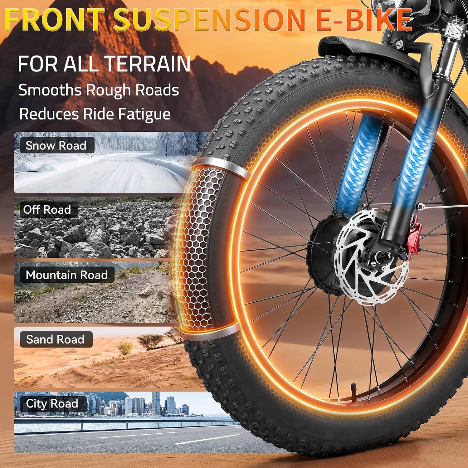 8000W Peak Dual Motor Ebike for Adults, Max 50 MPH Fast Electric Bike, 52V 1352Wh Built-in Battery 100 Miles, Adjustable Stem, Lockable Suspension, 26" Electric Bicycle for Off-Road Mountain