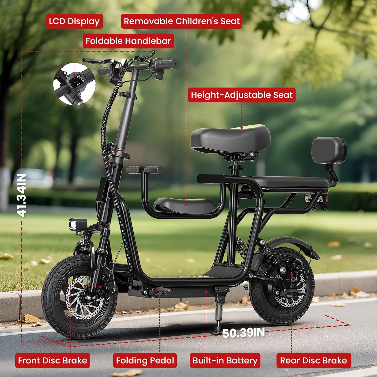 Electric Scooter with Seat for Adult, 36V/48V Electric Scooter for Adults 500W/750W Motor, 20 Mile Range