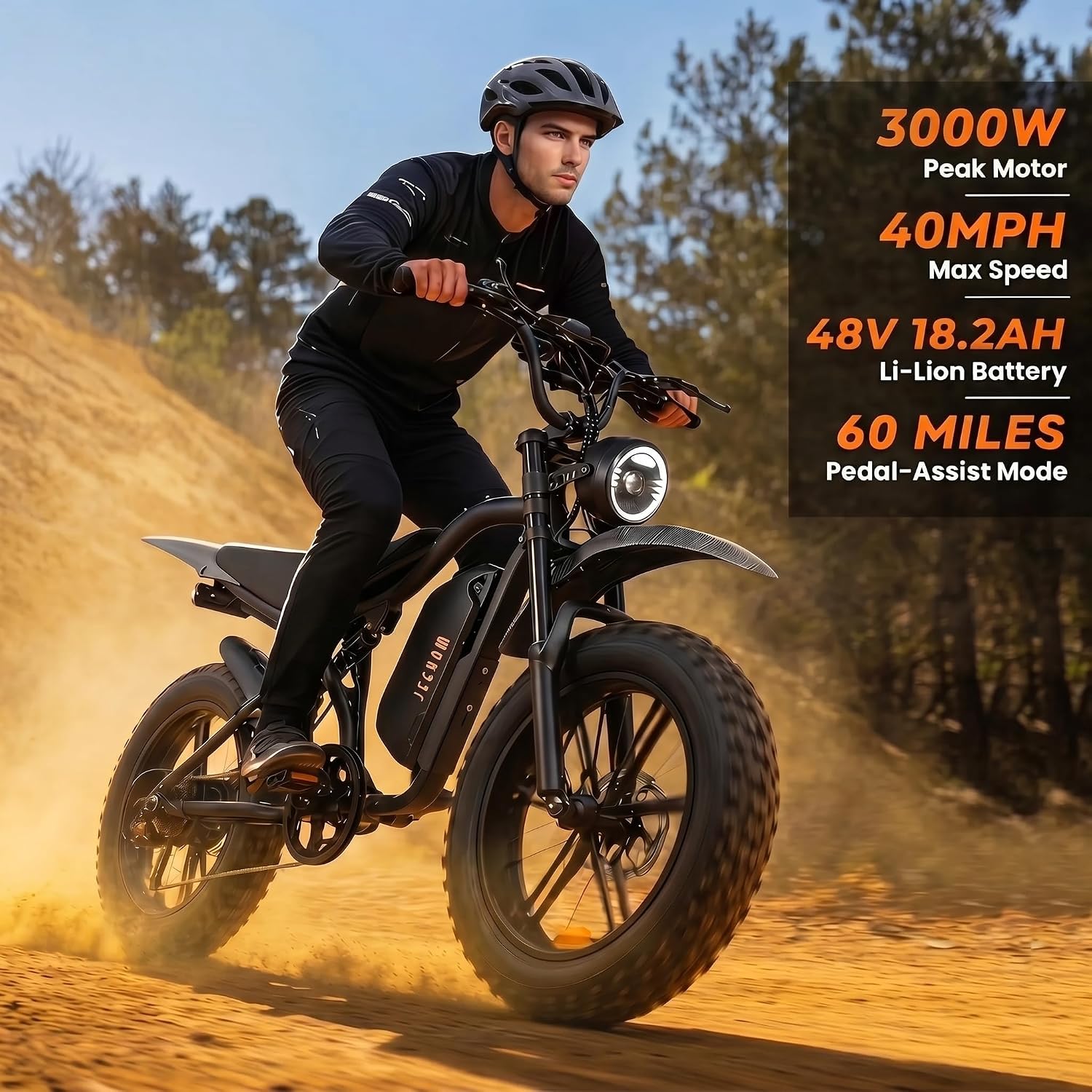 20" All-Terrain Fat Tire Electric Bike | 3000W Peak 40MPH Adult & Teen E-Bike