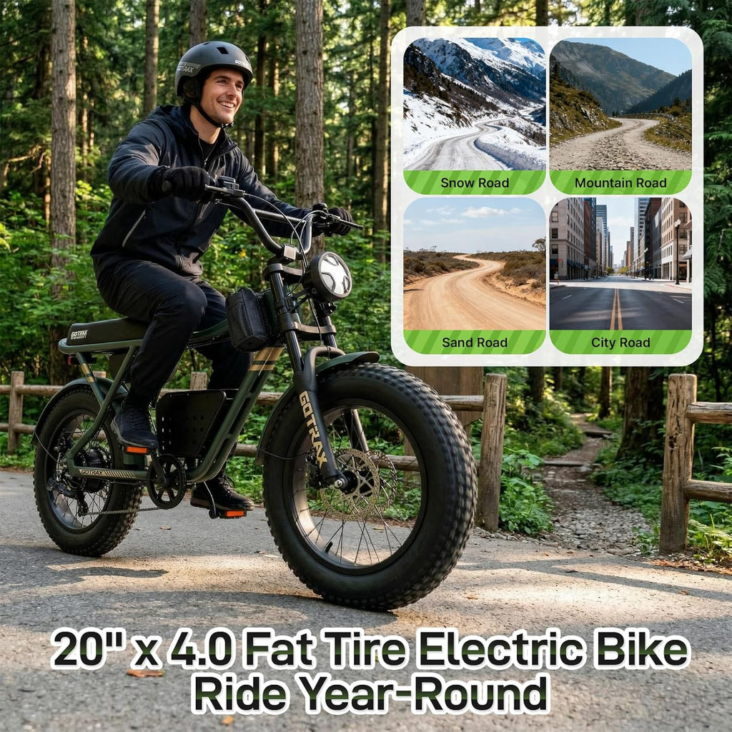 20" Fat Tire All-Terrain Electric Bike for Adults – 750W Motor, 25MPH, UL Certified E-Bike with Removable 48V Battery, Comfort Seat, Basket & Cargo Frame Bag