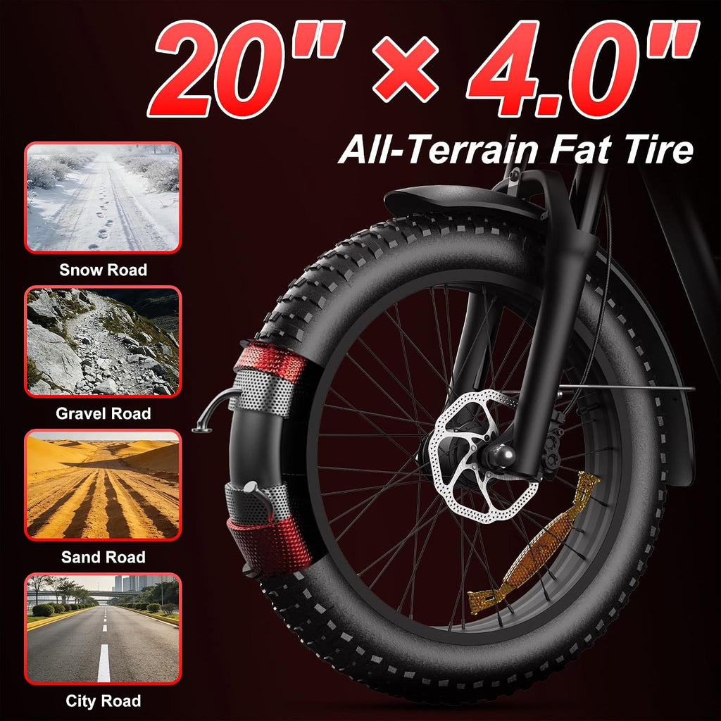 20" All-Terrain Fat Tire Electric Bike | Custom Power Options Up to 3000W Peak