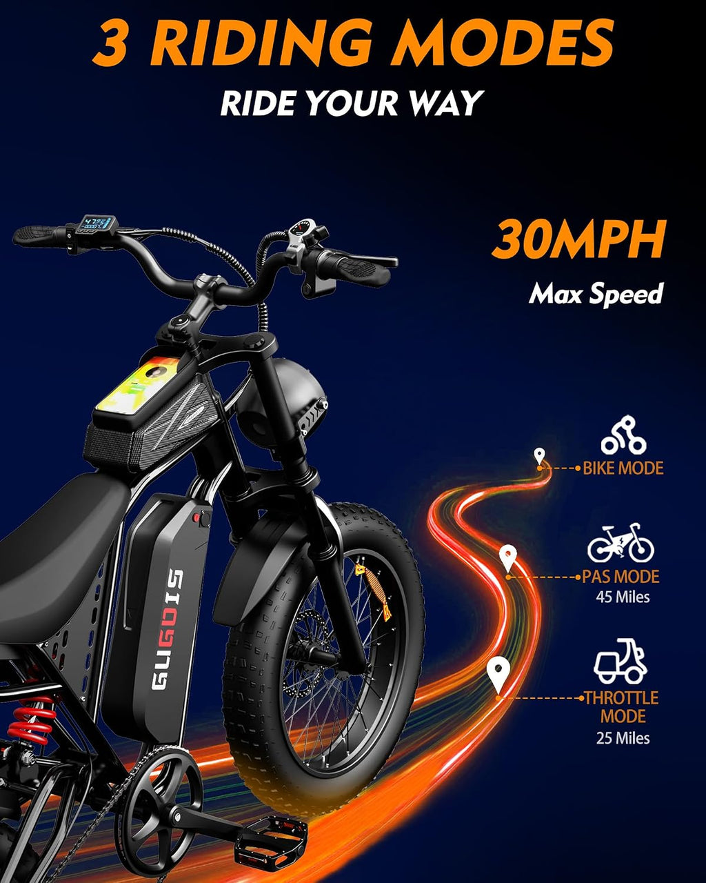 All-Terrain Electric Mountain Bike | 20" Fat Tire, High-Peak Off-Road E-Bike