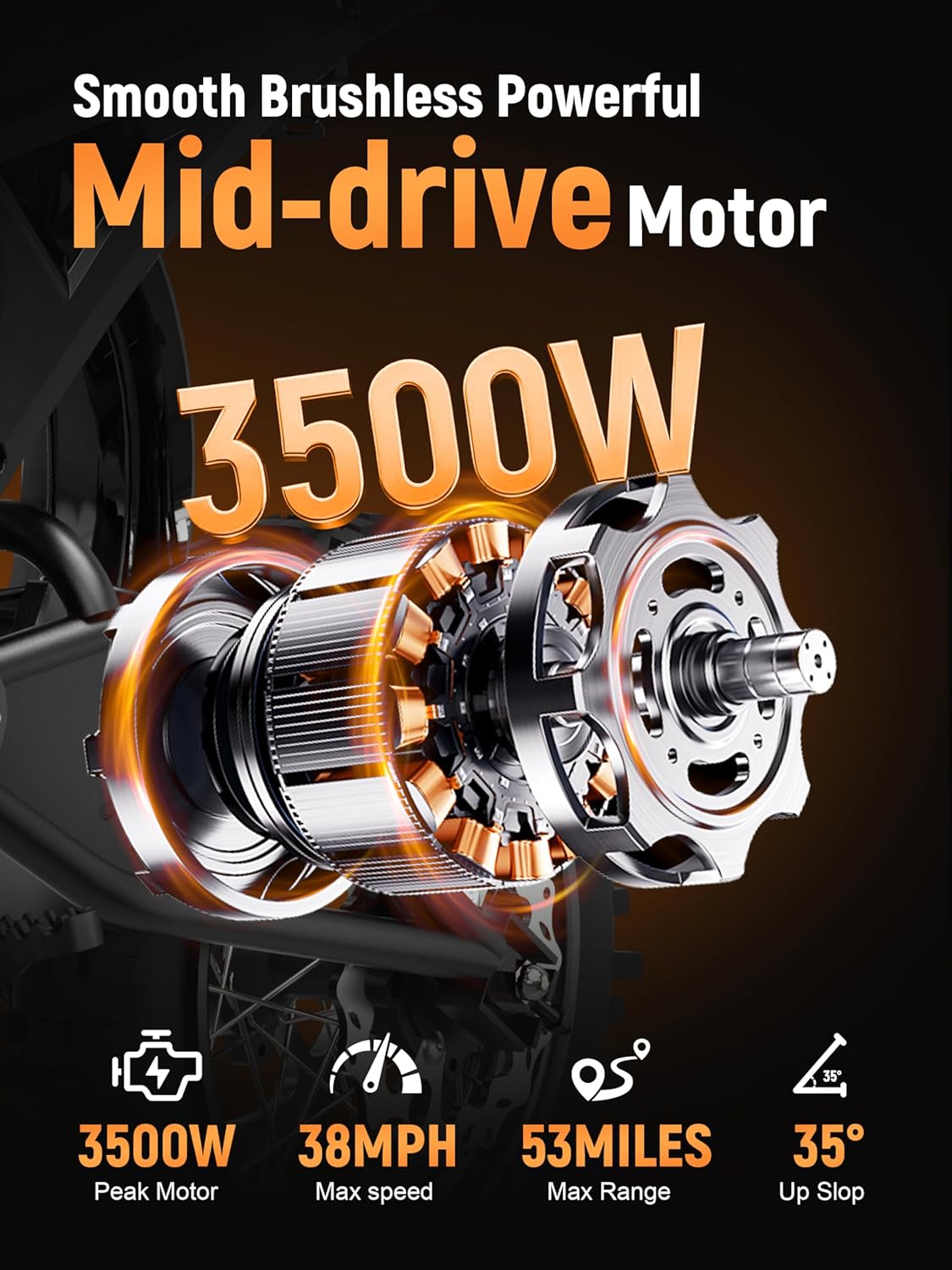Electric Dirt Bike for Teens Adults, Mid-Drive Motor 3500W Peak, Electric Motorcycle 48V23Ah