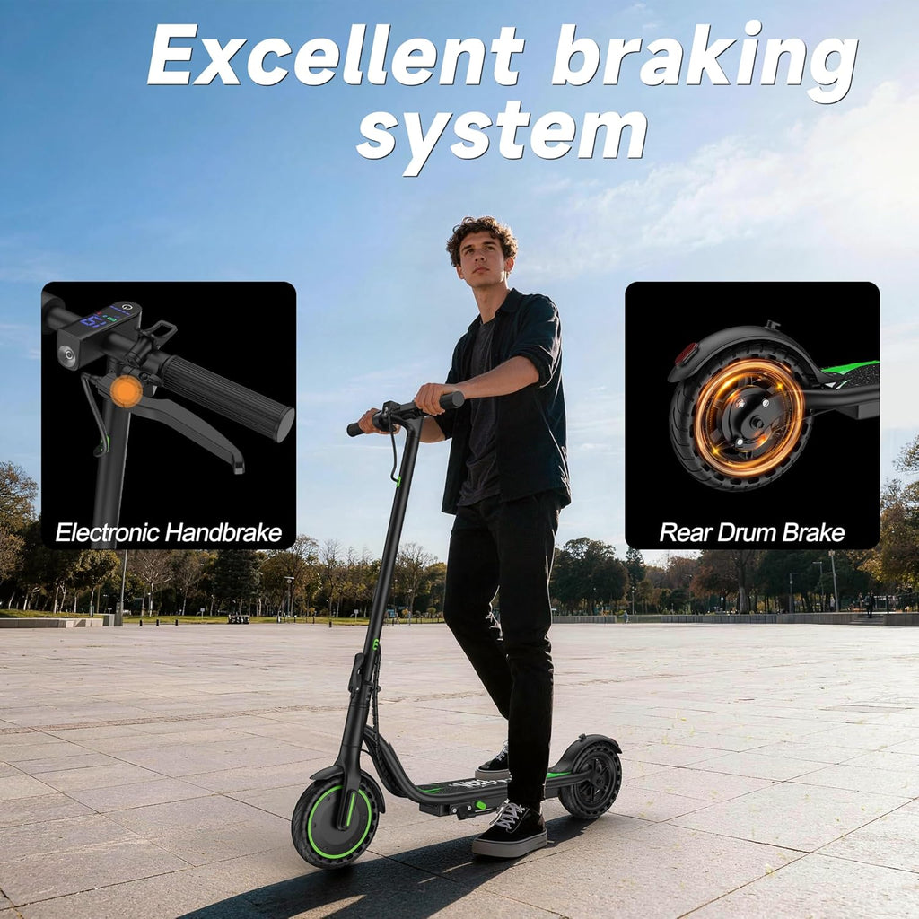 Electric Scooter, 350W/500WMotor, 8.5"/10" Solid Tires, 19/22Mph, 32/28/23/21/18/16Miles Max Range, Dual Braking