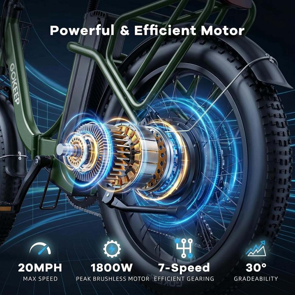 Folding 20" Electric Commuter Bike – 1800W Peak Motor, 20MPH Max Speed, 52V 18.2Ah Removable Battery, 330lbs Capacity (UL2849 Certified)
