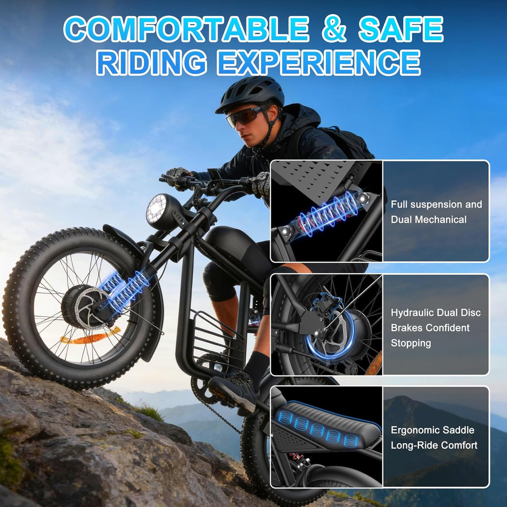 Electric Bike for Adults, 1000W/1500W/3000W Ebike 48V 15/20/35AH E Bike 20