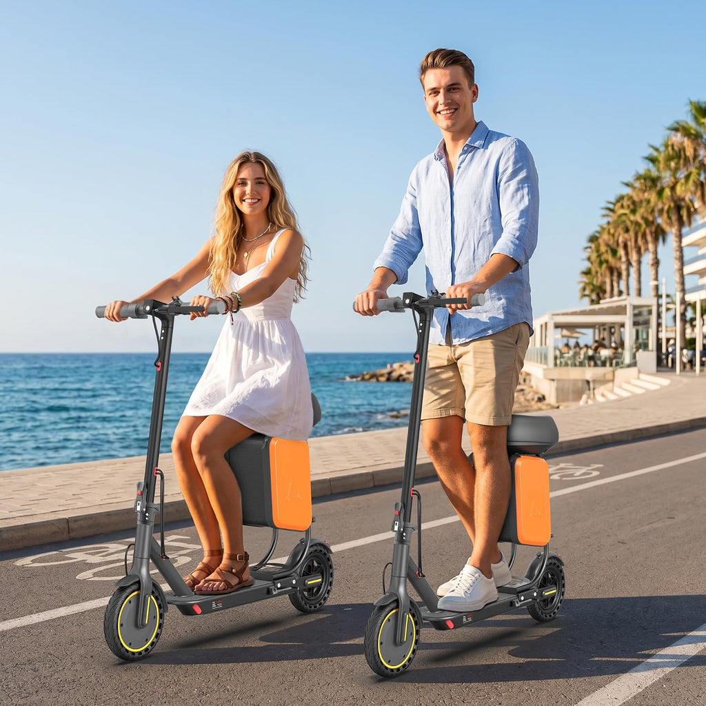 Electric Scooter with Seat for Adults, 19MPH, 700W Peak Motor, 15/22 Miles Long Range