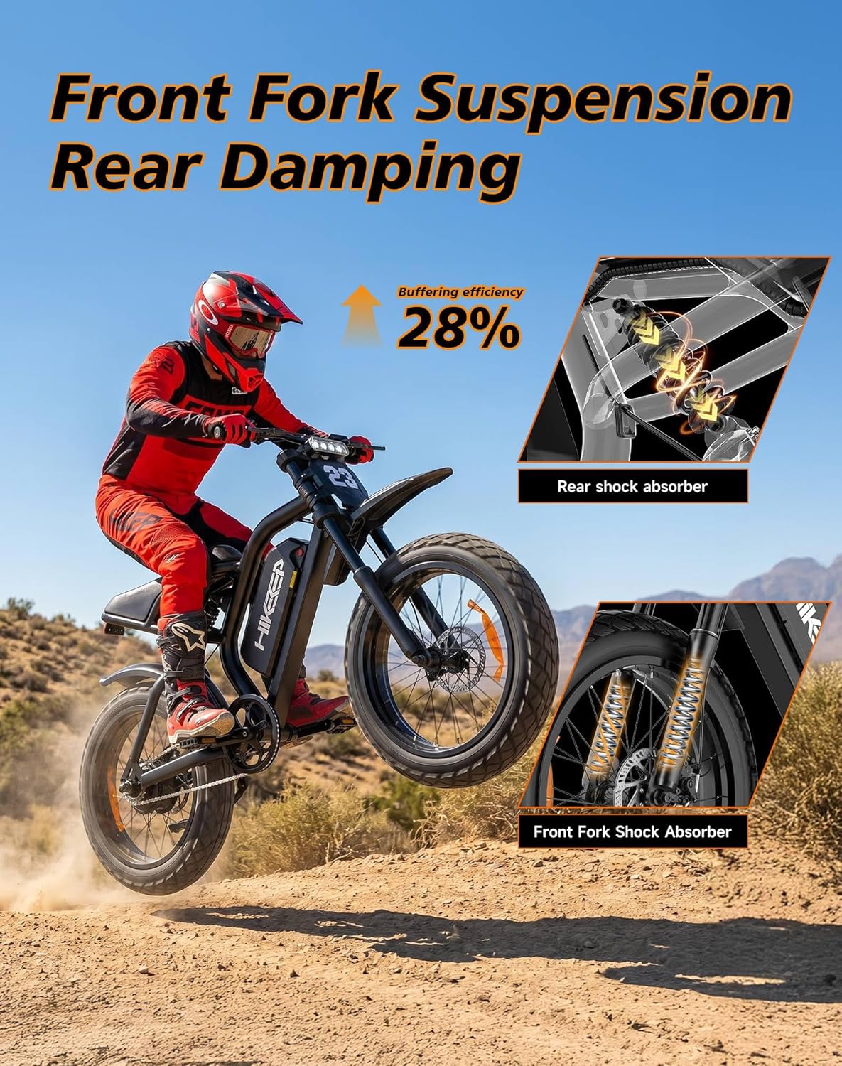Electric Dirt Bike for Adults - 750W Peak 1500W Motor, 20 x 4.0 Inch Fat Tire Electric Motorcycle Style Ebike