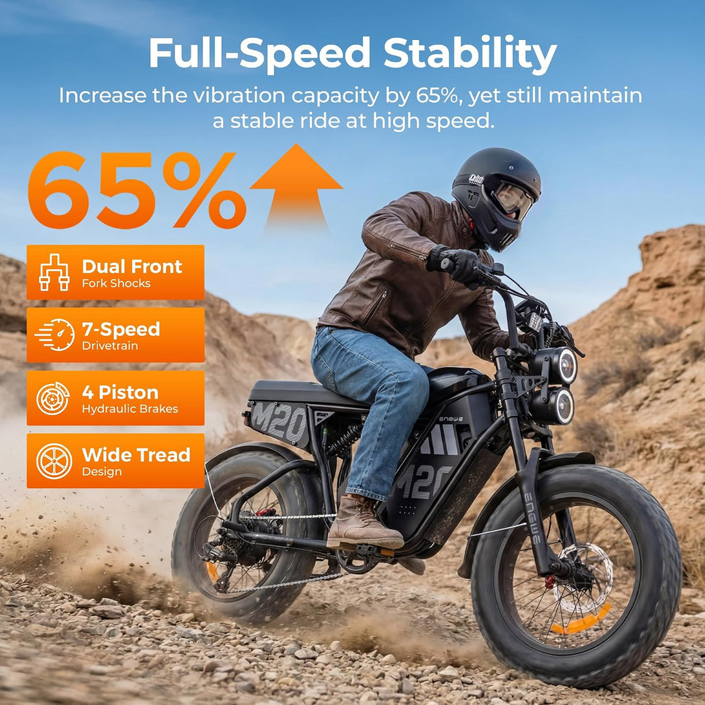 3300W Dual-Battery Off-Road Electric Bike | 60V High Capacity, Up to 40MPH & 180-Mile Range