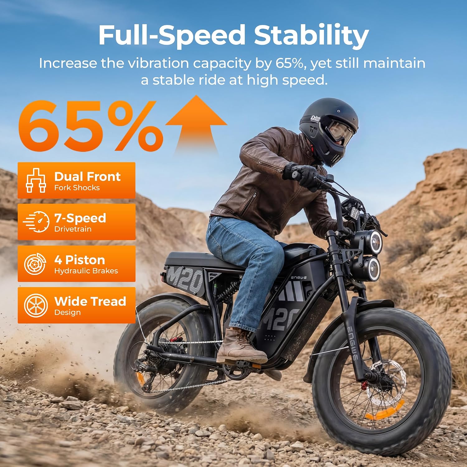 3300W Dual-Battery Off-Road Electric Bike | 60V High Capacity, Up to 40MPH & 180-Mile Range